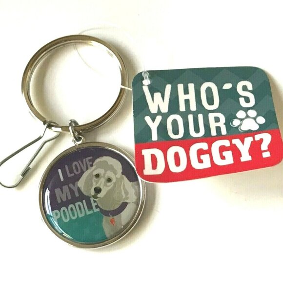 I LOVE MY POODLE Keychain Purse Charm Handbag Dog Rescue Mom Zipper Pull - Picture 3 of 5